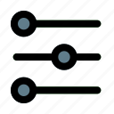 equalizer, 2, music, filled, line, f