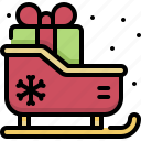 winter, season, sleigh, sledge, transportation, snow, santa