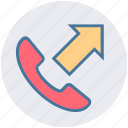 arrow, call, communication, outgoing, phone, phone call, telephone