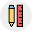 measure, pen, pencil, pencil and ruler, ruler