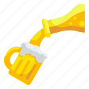 alcohol, beer, beverage, bottle, glass, mug, pouring