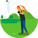 ball, court, flag, golf, golfer, jard, sports icon