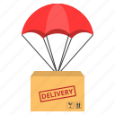 cargo, delivery, logistic, parachute, shipping