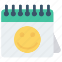 calendar, date, event, month, smiley