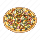 fast food, food, ingredient, meat, mushroom, pizza, product