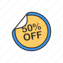 50, sale, 50 percent, sticker, fifty percent off, discount