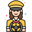 driver, female, professional