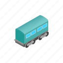 electric, isometric, passenger, railroad, railway, train, waggon