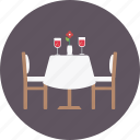 chair, flower, food, plant, restaurant, table, wine