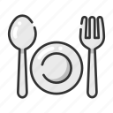 dish, fork, meal, restaurant, spoon