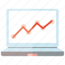 chart, computer, data, graph, laptop