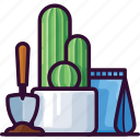 cactus, green, nature, plant, shovel, soil