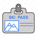 badge, id card, pass, resort, ski, skipass, identity