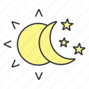 bedtime, crescent, moon, night, sleep, stars, sun