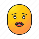 emoji, emoticon, female, kiss, smiley, woman, lips