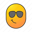 cool, emoji, emoticon, face, grinning, smiley, smirking