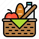 basket, bread, food, picnic, spring