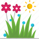 flowers, garden, grass, spring