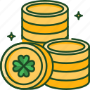 coins, money, gold, cash, coin, shamrock, luck