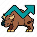 bull, stock, up, investment, animals