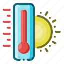 temperature, hot, summer, sun, thermometer