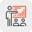 analytics, board, chart, people, presentation, report, statistics