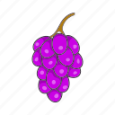 bunch, cartoon, food, fruit, grape, leaf, wine