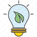 bulb, creative, eco, idea, leaf, light, think