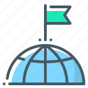 flag, globe, goal, mission, target