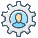 cogwheel, gear, human, person, profile, setting