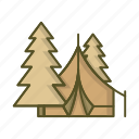 camp, camping, forest, tent