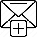 add, email, letter, mail, new, ui development