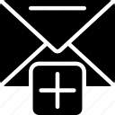 add, email, letter, mail, new, ui development