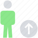 male, people, person, stand, up arrow, uploading, user