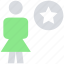 favorite, female, people, person, stand, star, user