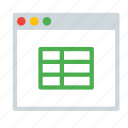 application, csv, interface, spreadsheet, table, window