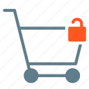 buy, cart, secure, shopping, trolley, unlock