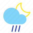 cloud, forecast, moon, night, rain, weather