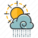 cloud, forecast, partly, rain, sun, weather