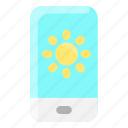 forecast, smartphone, sun, weather