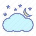 cloud, forecast, moon, night, star, weather