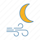 crescent, moon, night, nighttime, weather, wind blow, windy