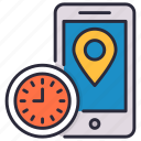 location, address, timer, here