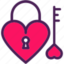 heart, key, lock, love, padlock, security