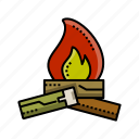 bonfire, camping, fire, light, outdoor, flame icon