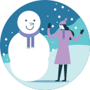 activity, making, snowman, winter, fun, snowfall