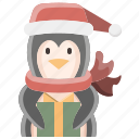 animal, christmas, gift, penguin, present, winter, xmas