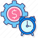 clock, dollar, efficiency, gear