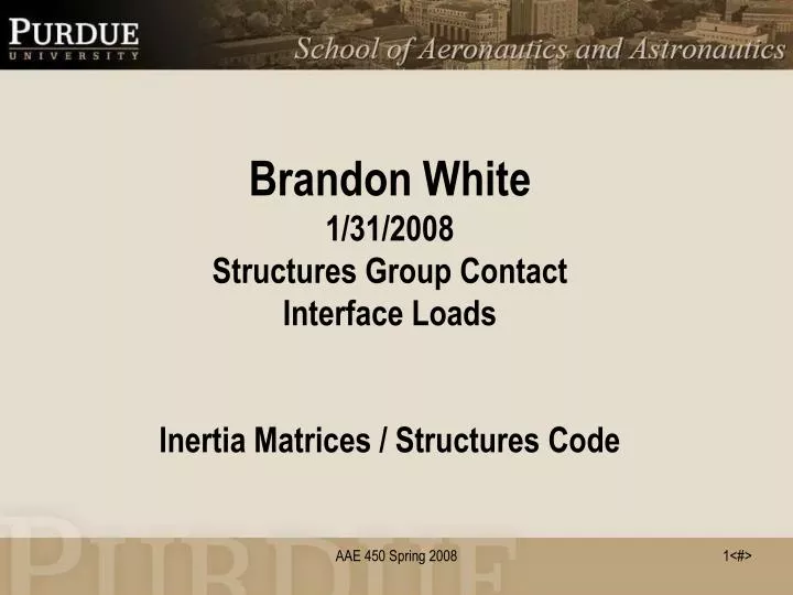 brandon white 1 31 2008 structures group contact interface loads inertia matrices structures code