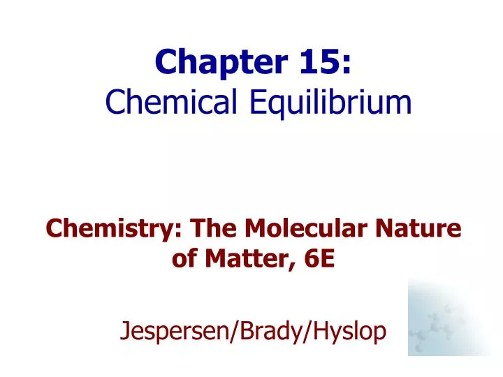 chapter 15 chemical equilibrium